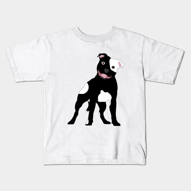 Staffie BW Kids T-Shirt by SiSuSiSu